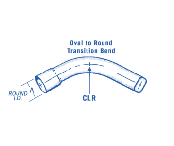 Oval to round steel transition bend